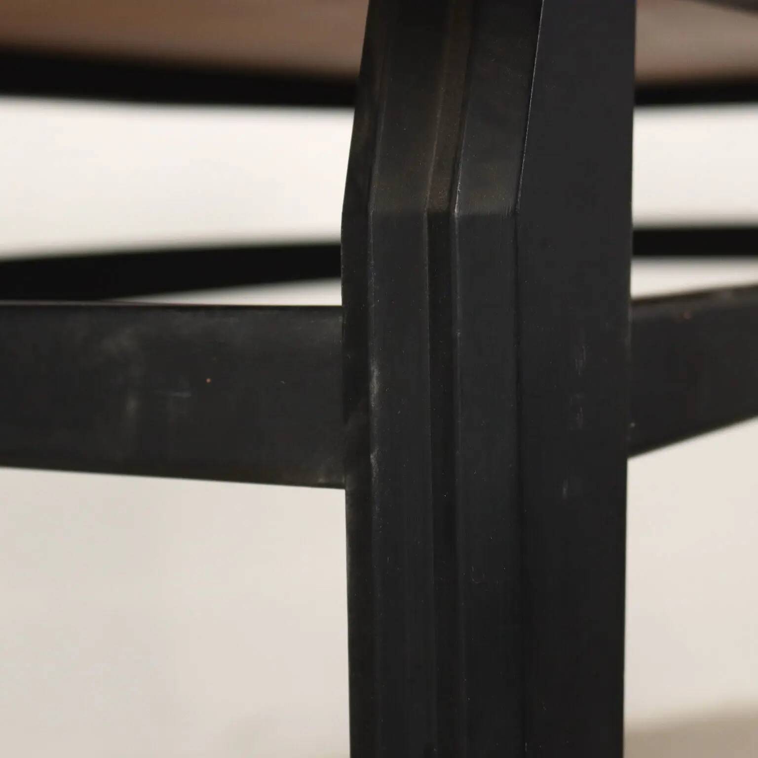 Vintage Italian table from the 1960s in stained ebony wood, with a teak veneer top.