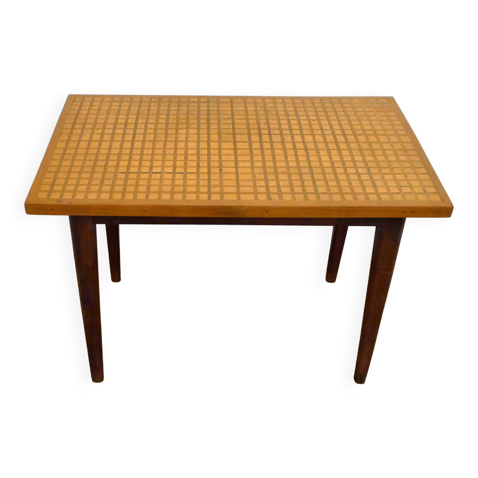Mid-century grid coffee table, in wood & marquetry