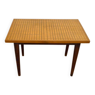 Mid-century grid coffee table, in wood & marquetry