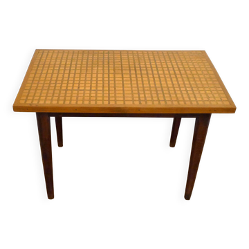 Mid-century grid coffee table, in wood & marquetry