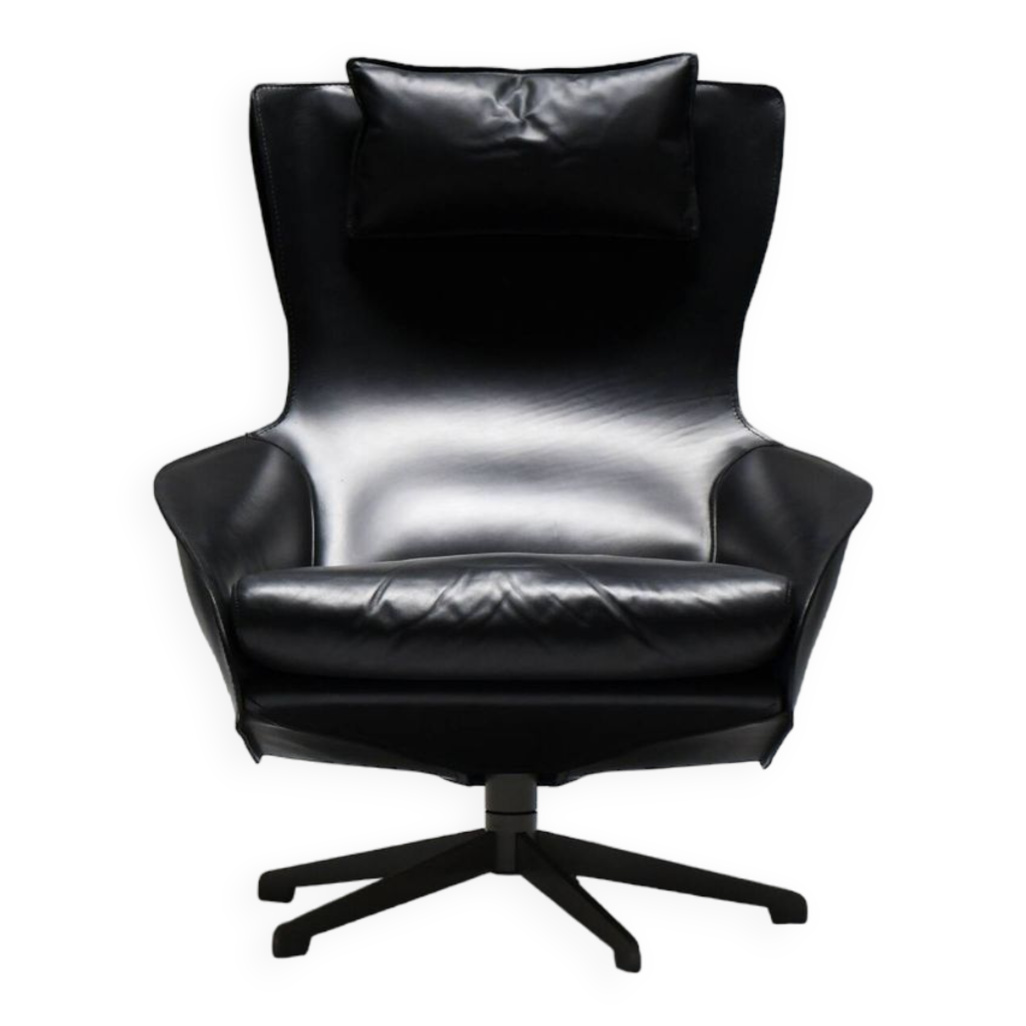 Black leather Cab 423 by Mario Bellini for Cassina