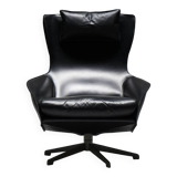 Fauteuil Cab 423 en cuir noir par Mario Bellini pour Cassina