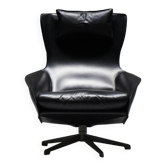 Black leather Cab 423 by Mario Bellini for Cassina