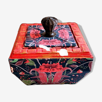 Large wooden craft box and floral fabric print