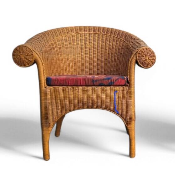 2 x rattan  arm chairs 1980s with original upholstery