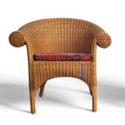 2 chaises en rotin des années 1980 avec rembourrage d'origine