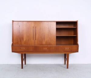 Vintage tall teak sideboard, 1960s