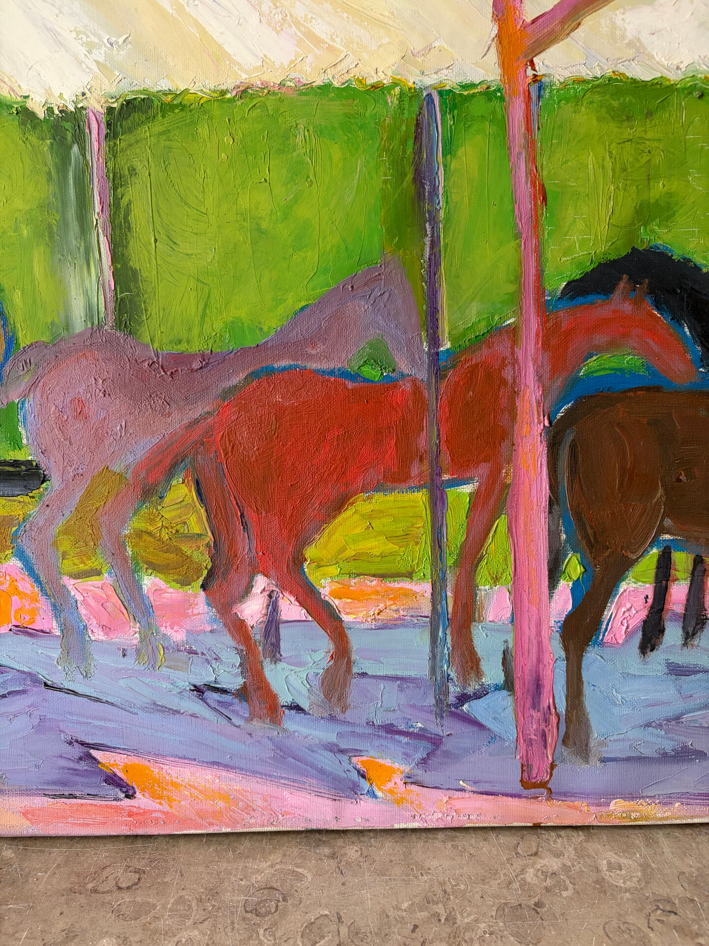 Chevaux dans la forêt, signée Annie Proszynska (1924-2008)