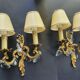 Pair of wall sconces candle holders with antique pendants
