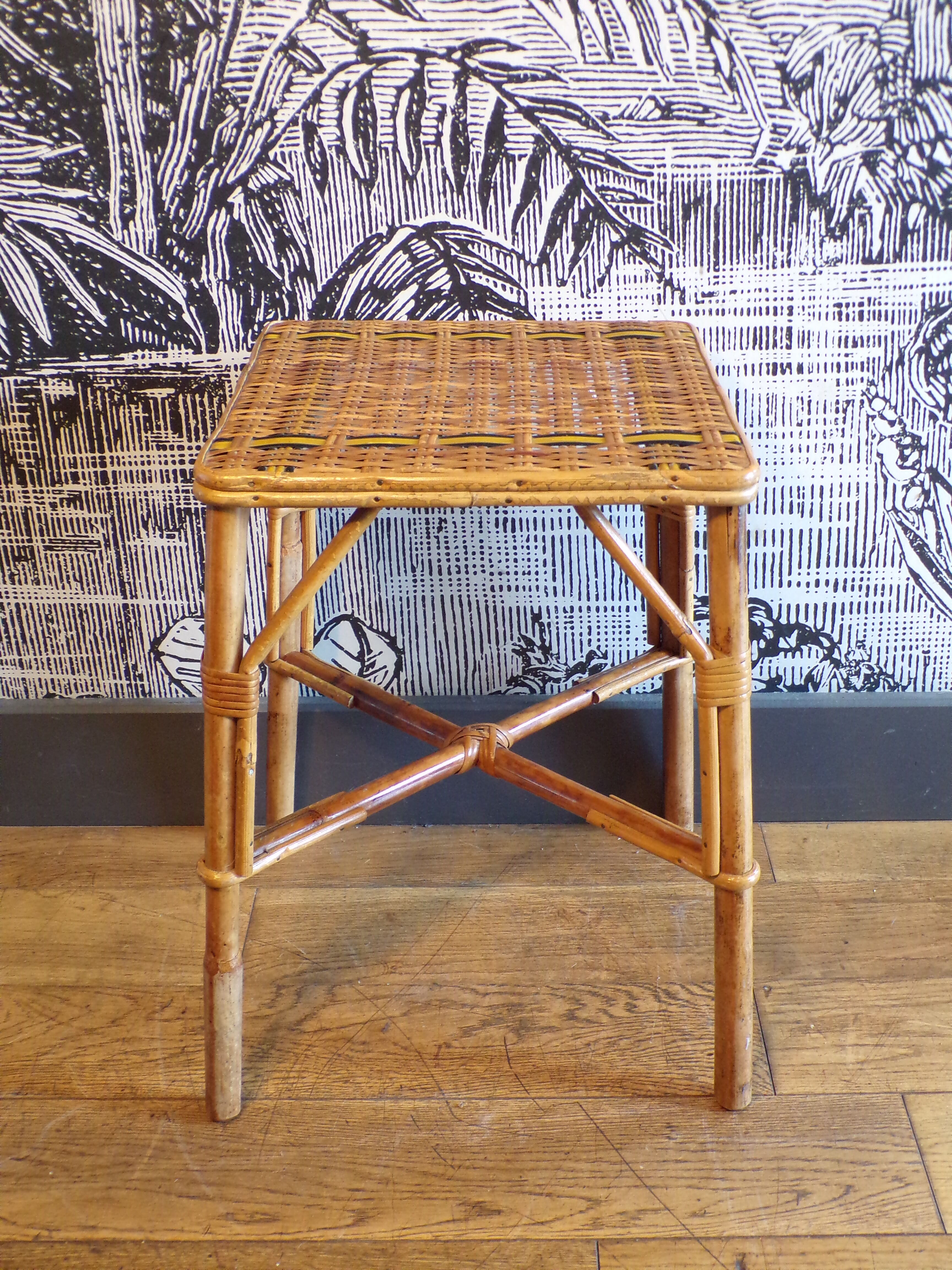 Square rattan stool 1930