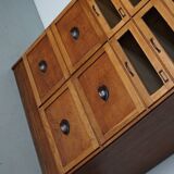 English Haberdashery Shop Cabinet with Glass Fronted Drawers, Circa 1930s
