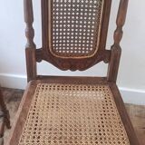 Duo of wooden and cane chairs / vintage cane chairs