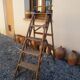 Antique wooden carpenter's stepladder, traces of paint, treated, 110 cm