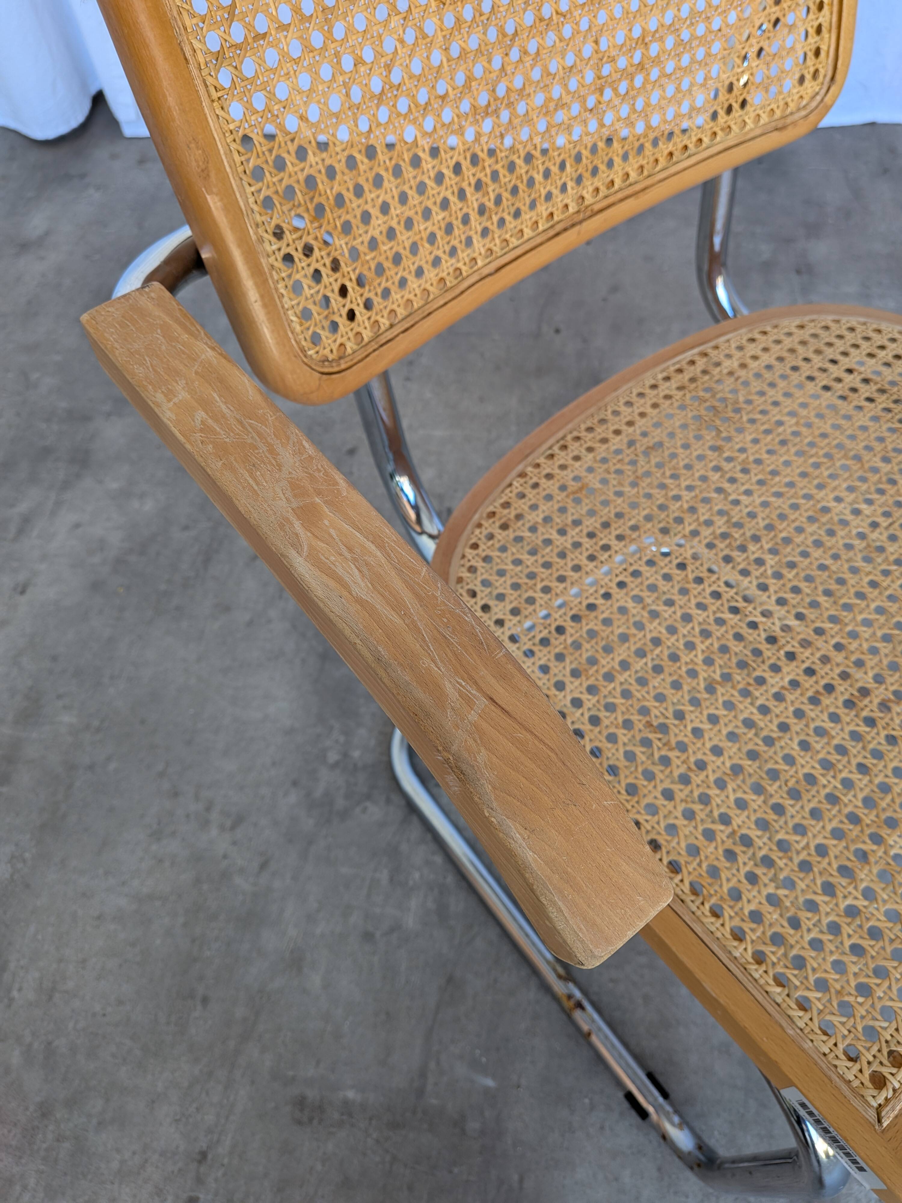 Vintage Cesca Cane Chair: 1970s Italian Mid-Century Modern Armchair