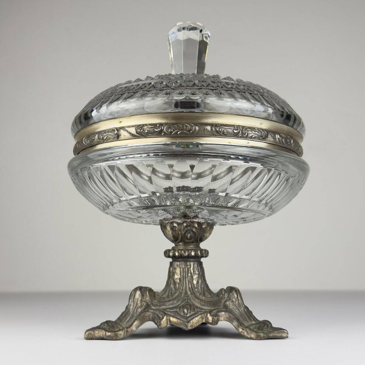 Antique glass bowl with a bronze base, Italy, 1920s