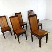 Mid-century bamboo high back dining chairs with table, 1960s