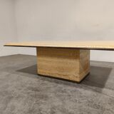 Vintage travertine and brass coffee table by Fedam, 1970s
