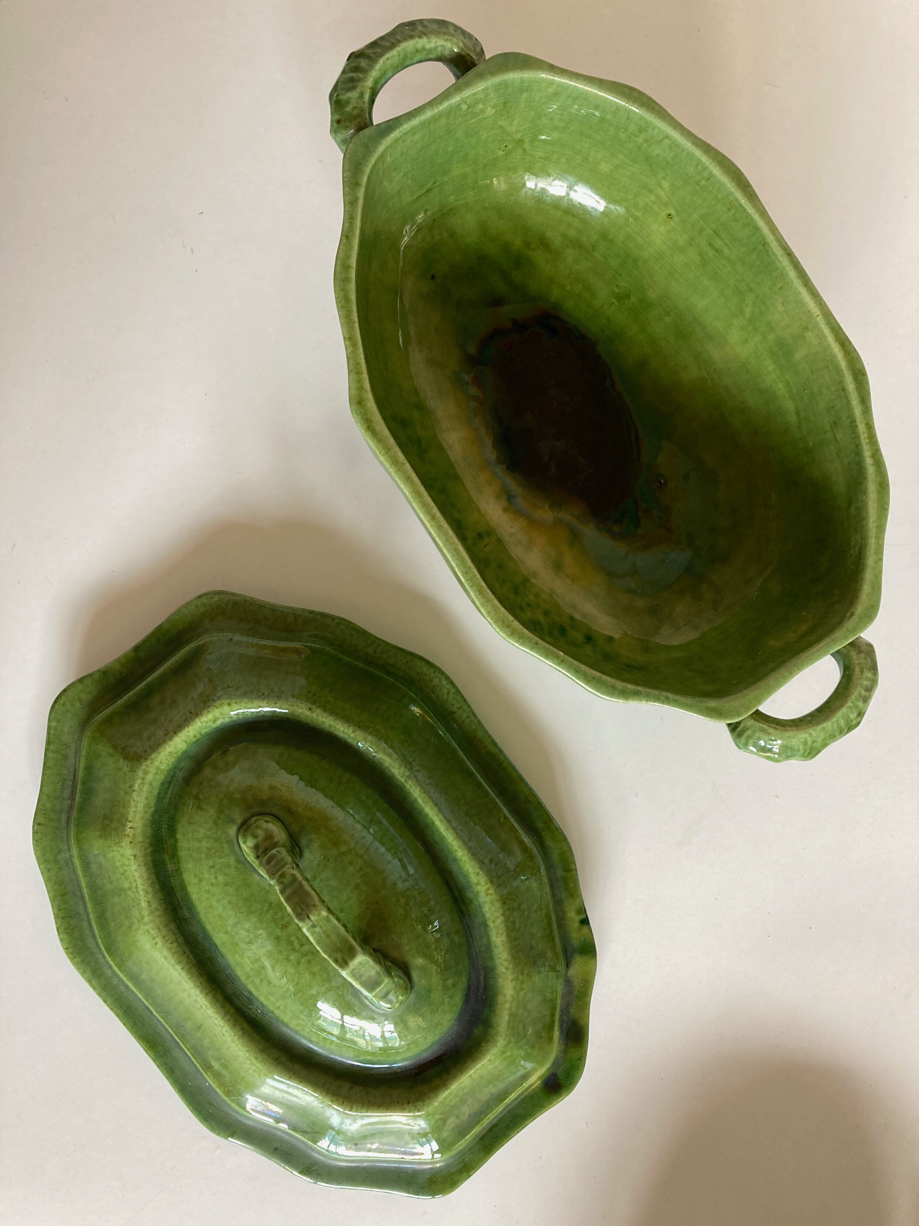 Soup bowl with godrons Aegitna Vallauris glazed earth 1950