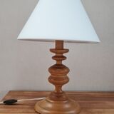 Turned wooden lamp