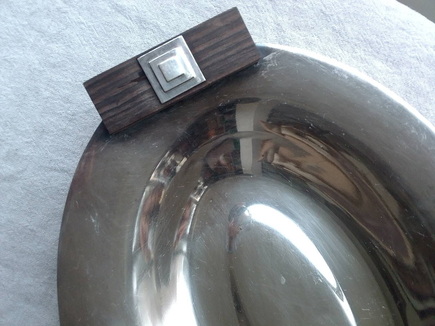 Art deco silver metal basket dish
