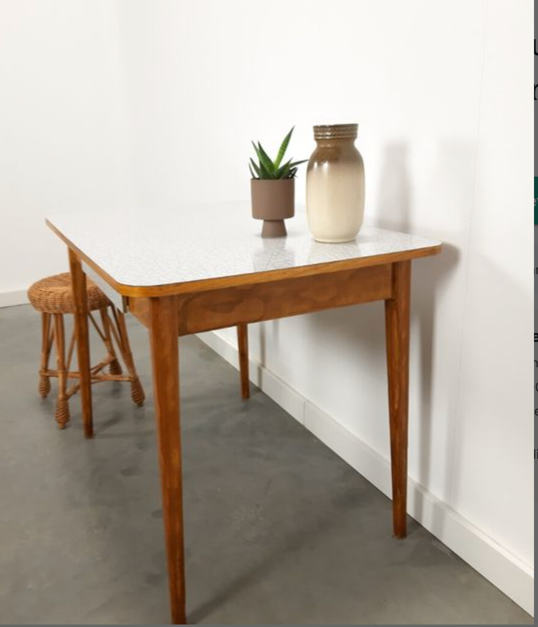 Vintage wooden dining table with formica top