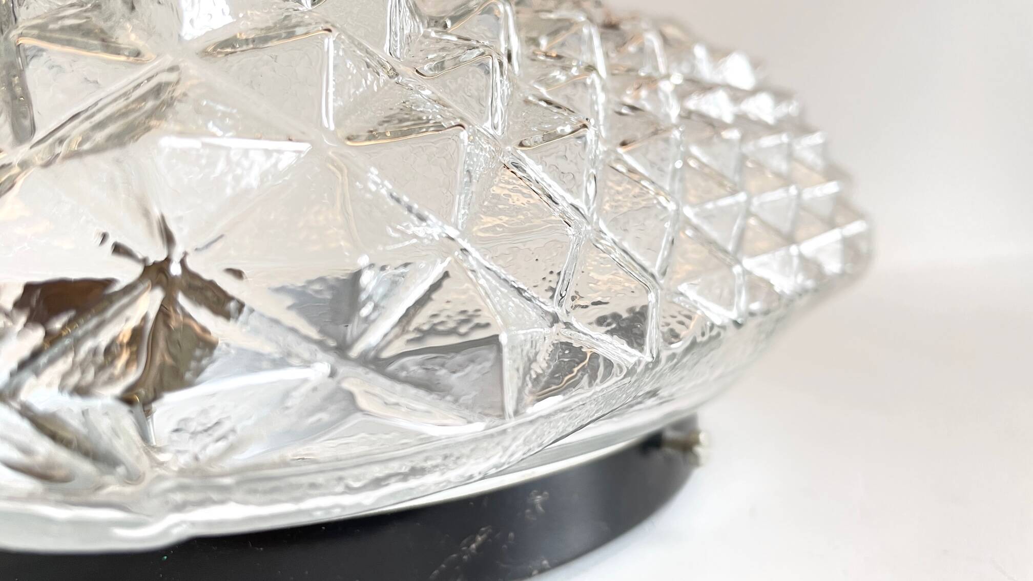 Wall lamp glass and steel ceiling light 1950s