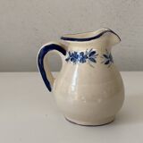 Handcrafted ceramic pitcher and bowl signed – blue decor – vintage tableware