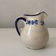 Handcrafted ceramic pitcher and bowl signed – blue decor – vintage tableware