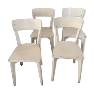 Lot de 4 chaises bistrot blanches en bois