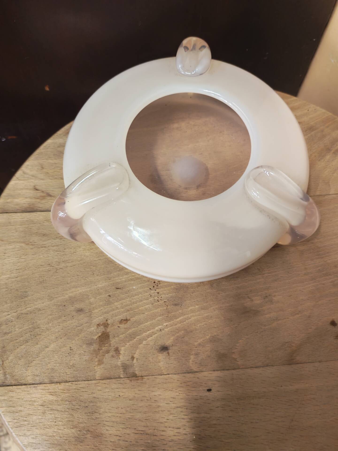 Opaline glass ashtray and pocket tray Poland 1970