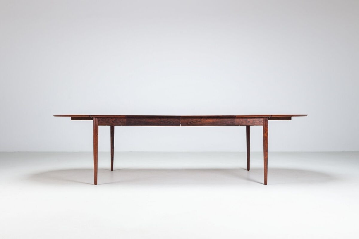 Table à manger à rabat modèle 227 d'Arne Vodder en palissandre Sibast 1960