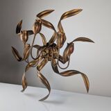 Large Vintage Wall Candelabra with Golden Tulips, 1960s