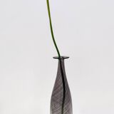 Black Murano Glass Bottle Vase "Mezza Filigrana" by Dino Martens for Aureliano Toso