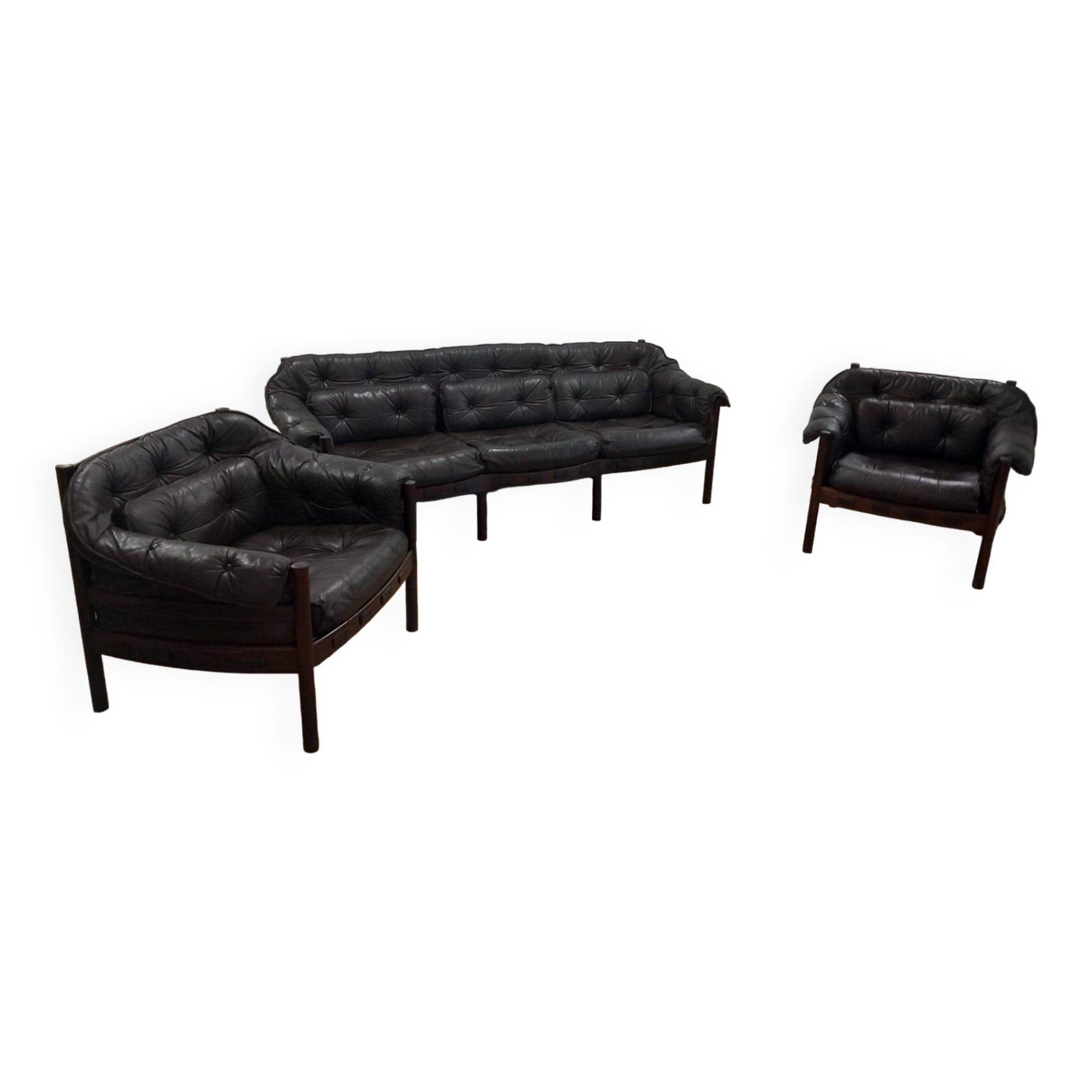 Ensemble de canapé et 2 fauteuils par Arne Norell Suède années 1960
