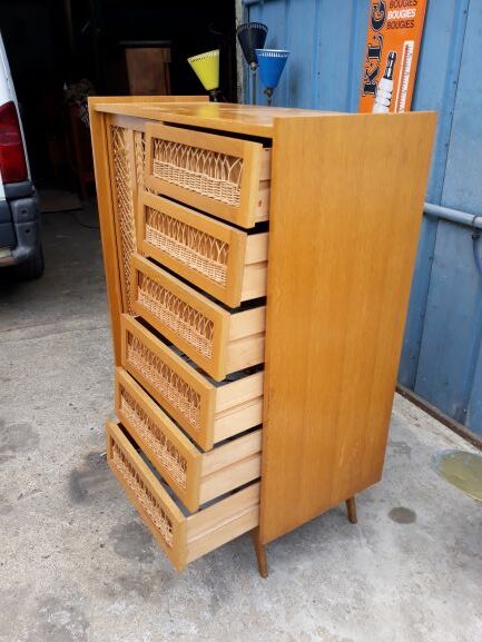 Convenient wardrobe in vintage rattan