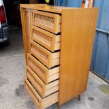 Armoire penderie commode en rotin vintage