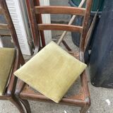 4 mahogany chairs with green velvet