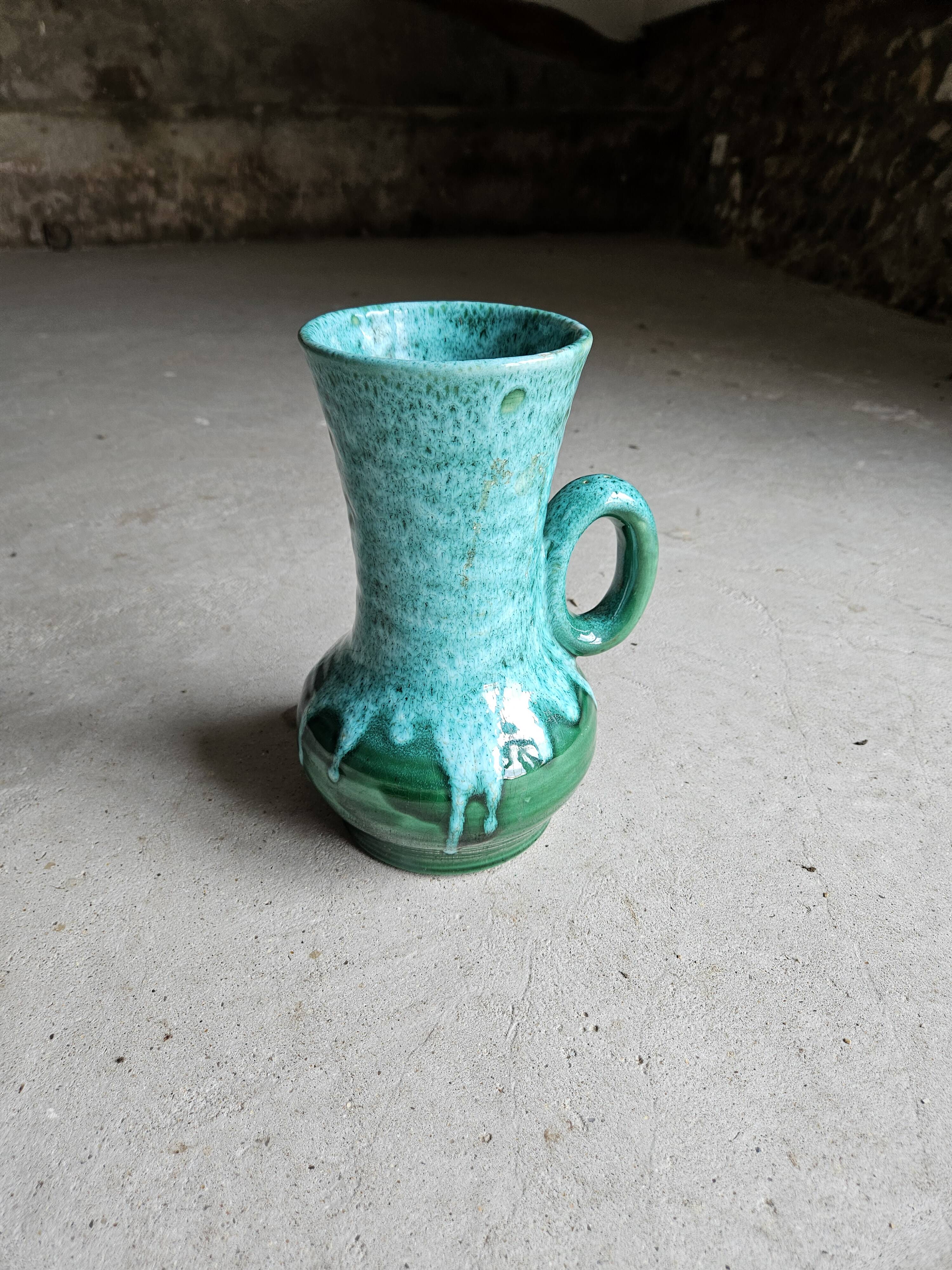 Green and blue lava ceramic pot pitcher