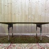Italian dining table in wood and chrome signed "TRAU"