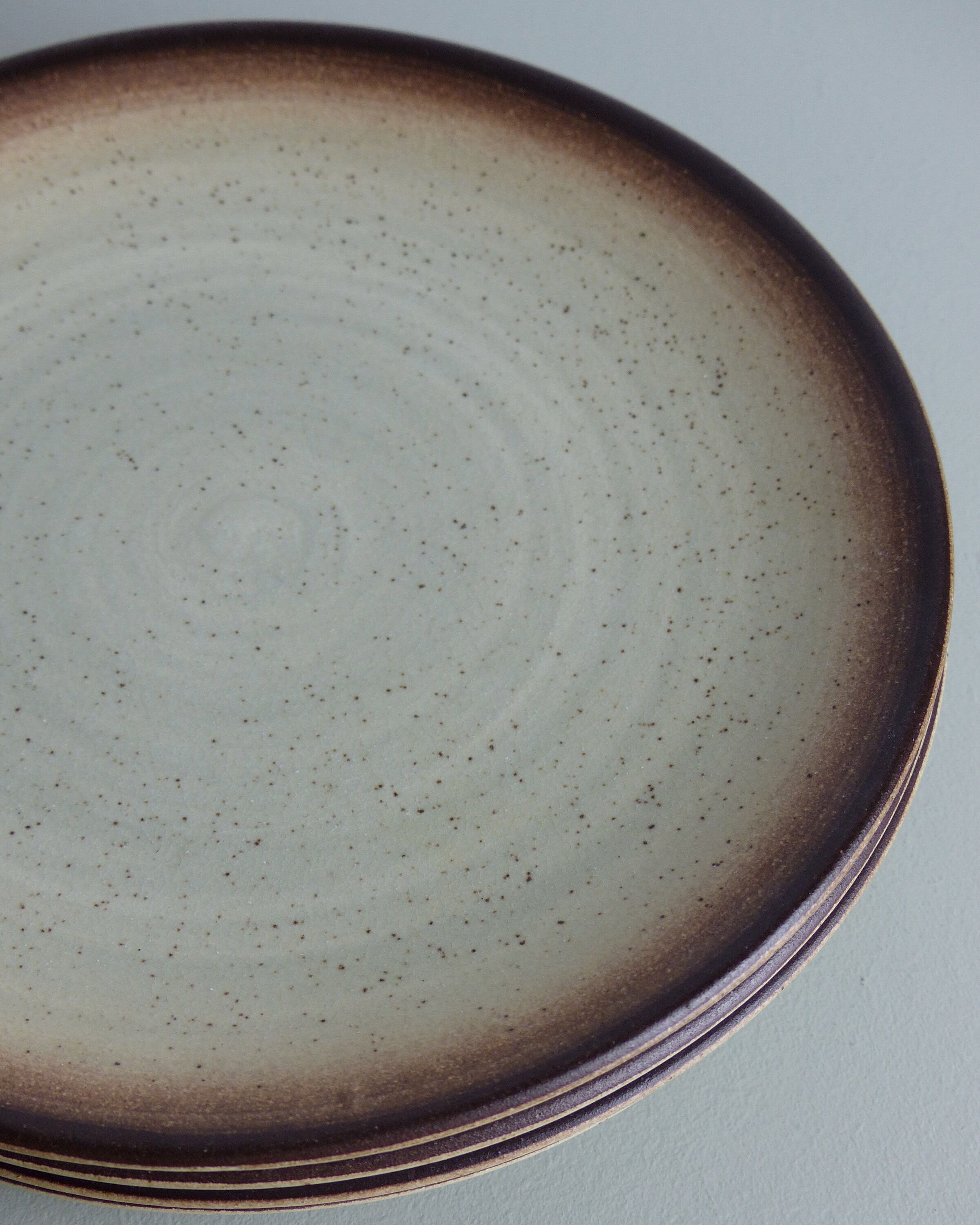 Set of 4 flat plates in speckled sandstone