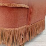 1970s, Danish set of two velour armchairs, original condition, beech wood.