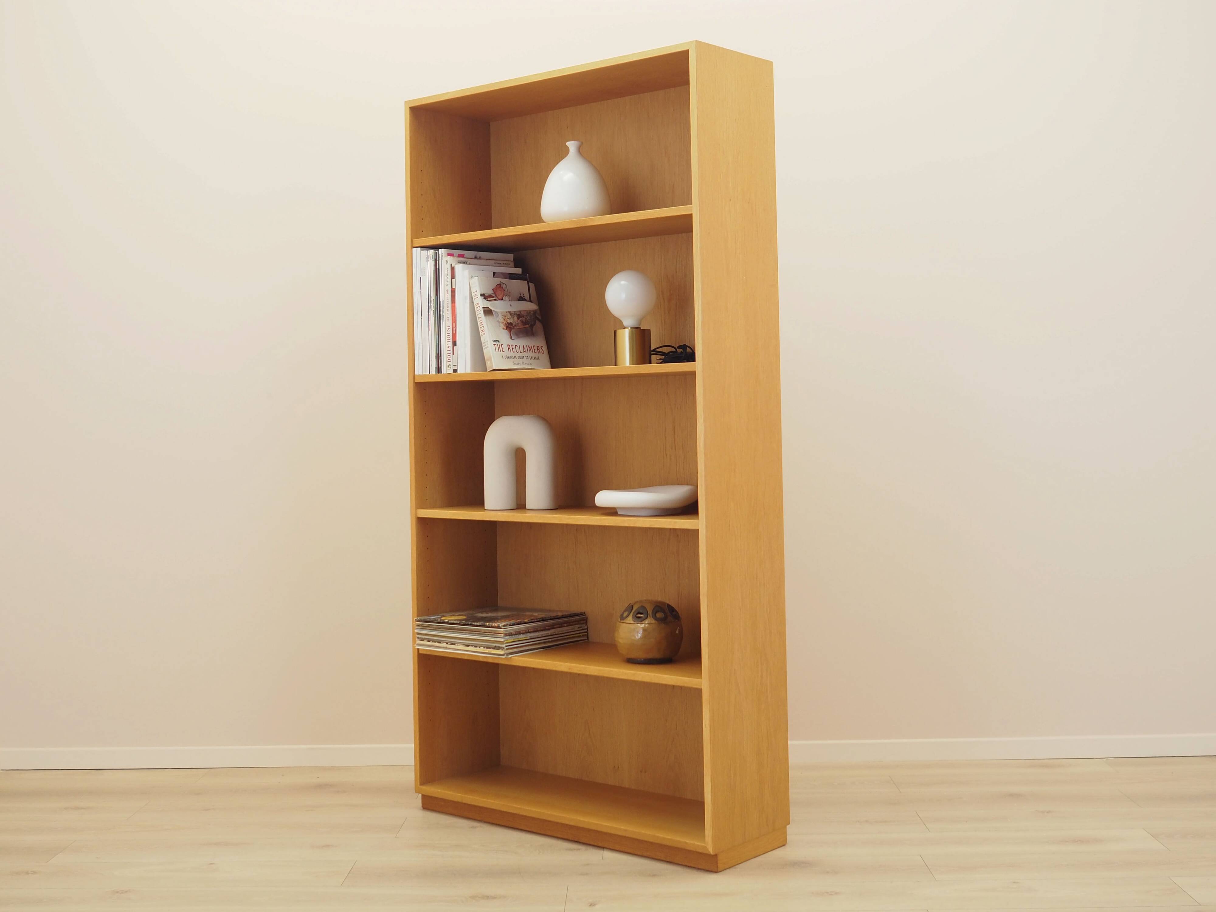 Danish ash shelving unit, adjustable shelves, 1970s