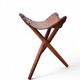 2 x matching vintage tooled leather tripod chair / camp chair