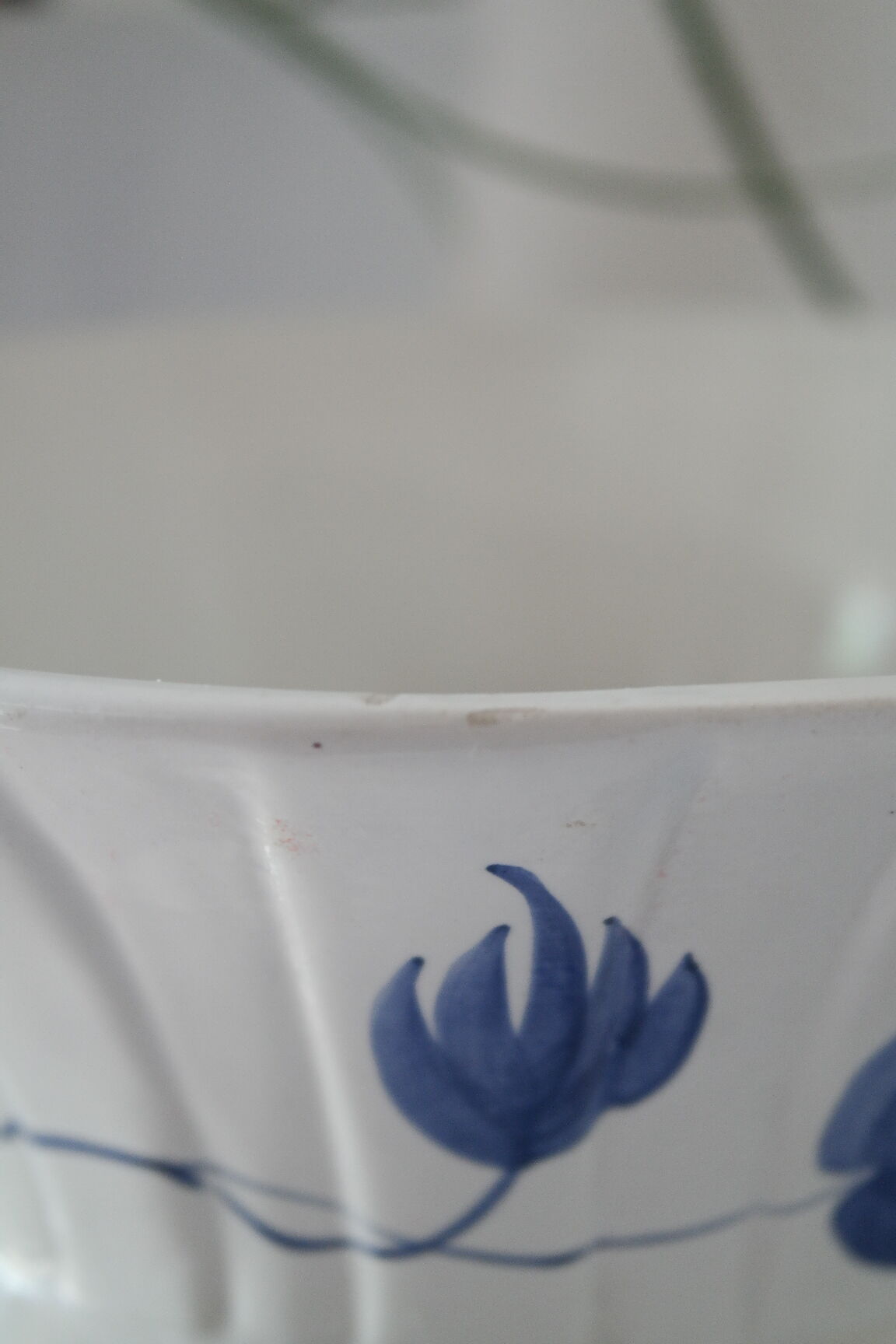 Cache pot céramique faïence  bleu delft