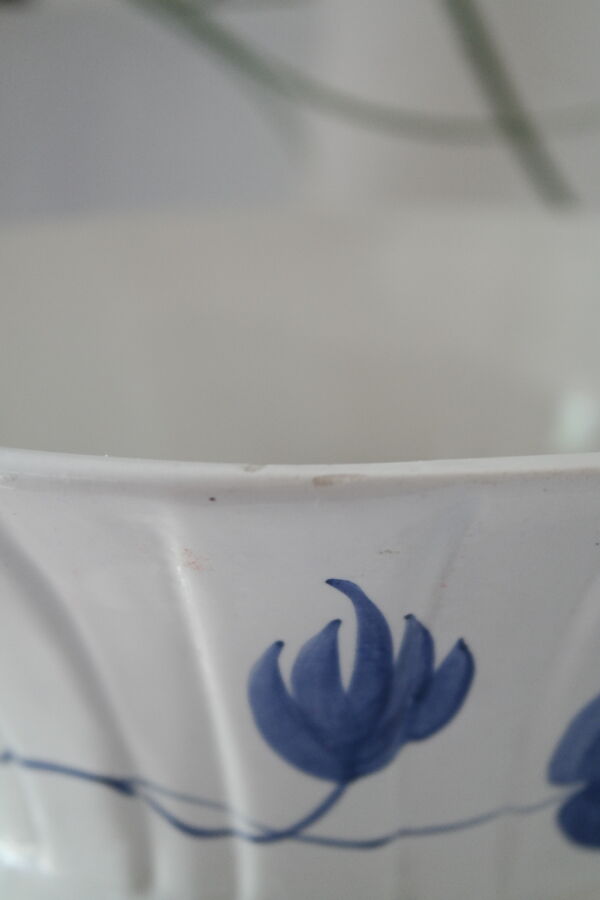 Cache pot céramique faïence  bleu delft