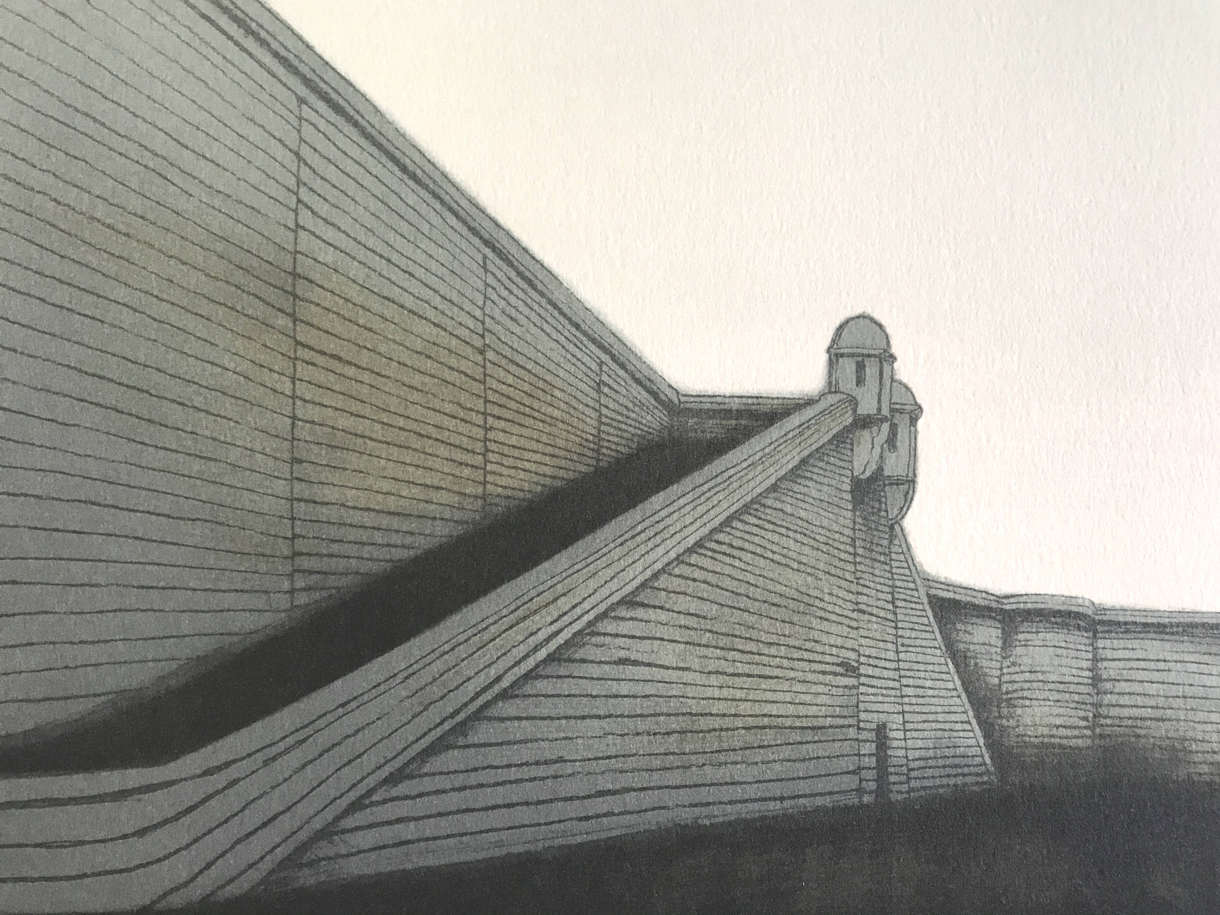 Lithographie originale d'Alain Le Foll, Fortifications, 1978
