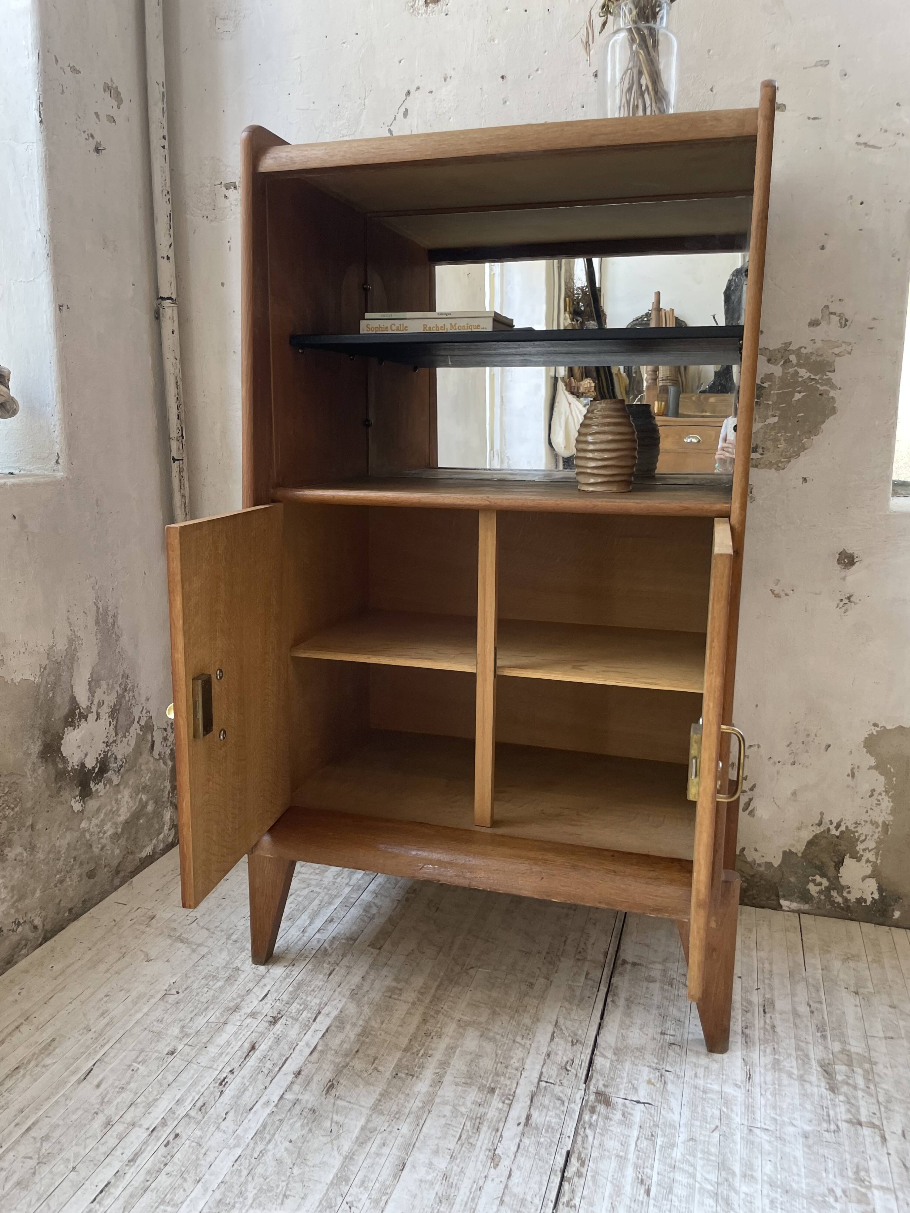 Meuble de rangement secrétaire chêne années 60