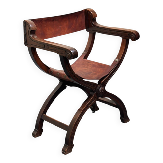 Antique French Savonarola Throne Chair