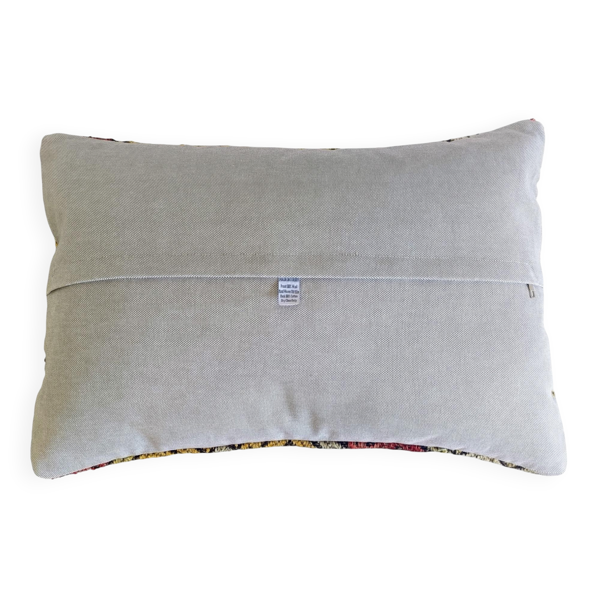 Vintage Handwoven Wool Kilim Pillow, Moorish Style, Mid-20th Century