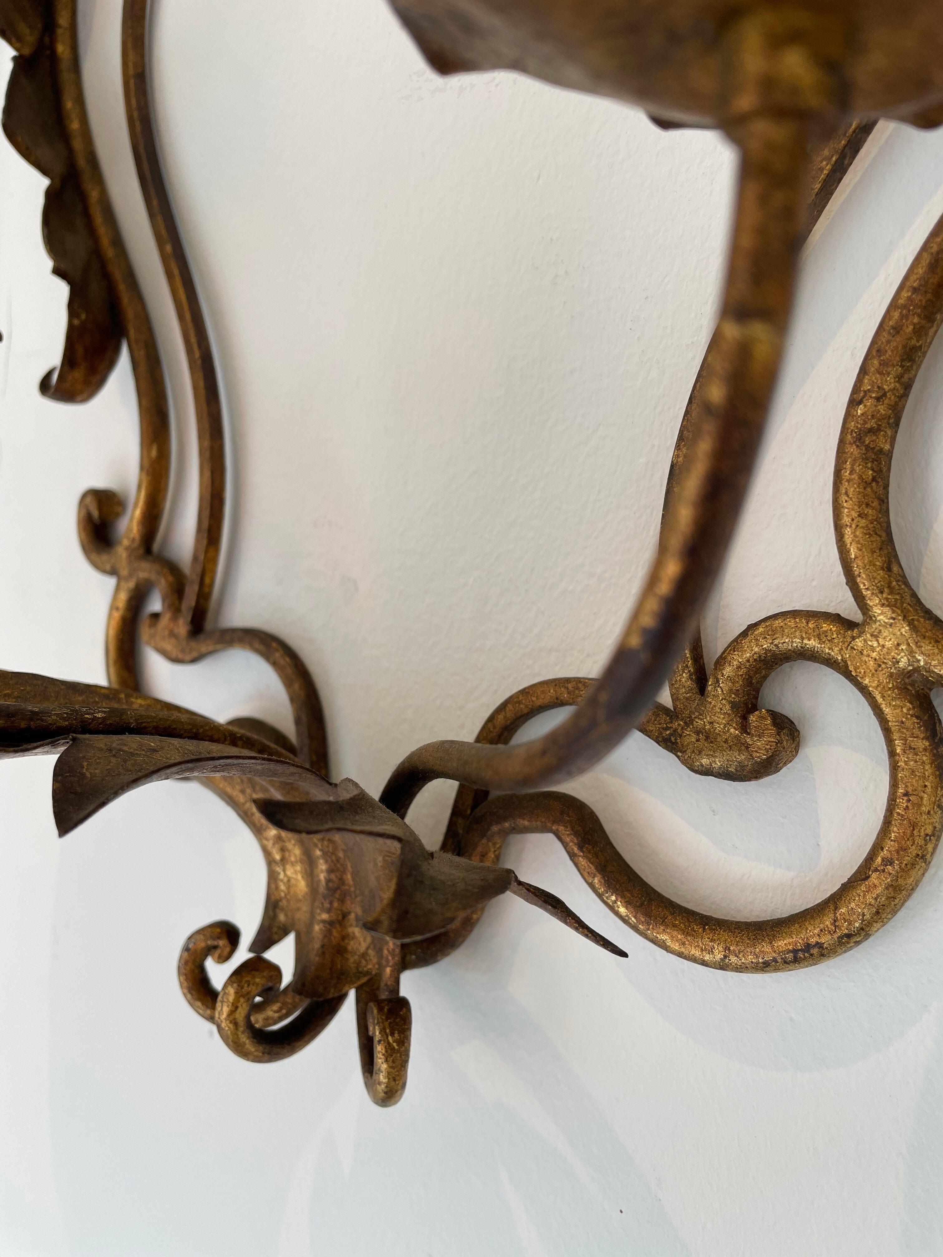 Pairs of sconces with 3 brass fires early XXth